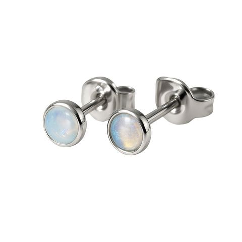 Light Opal Earrings in 925 Sterling Silver - Multicolour