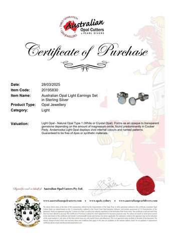 Light Opal Earrings in 925 Sterling Silver - Multicolour