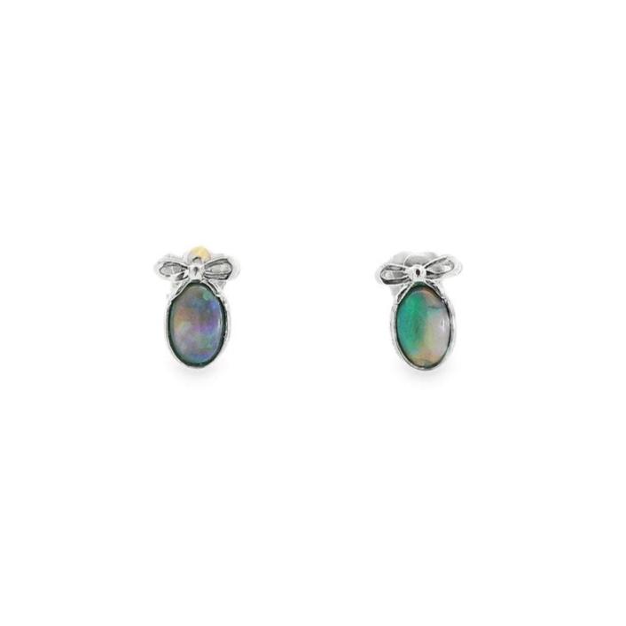 Australian Opal Black Earrings set in Sterling Silver