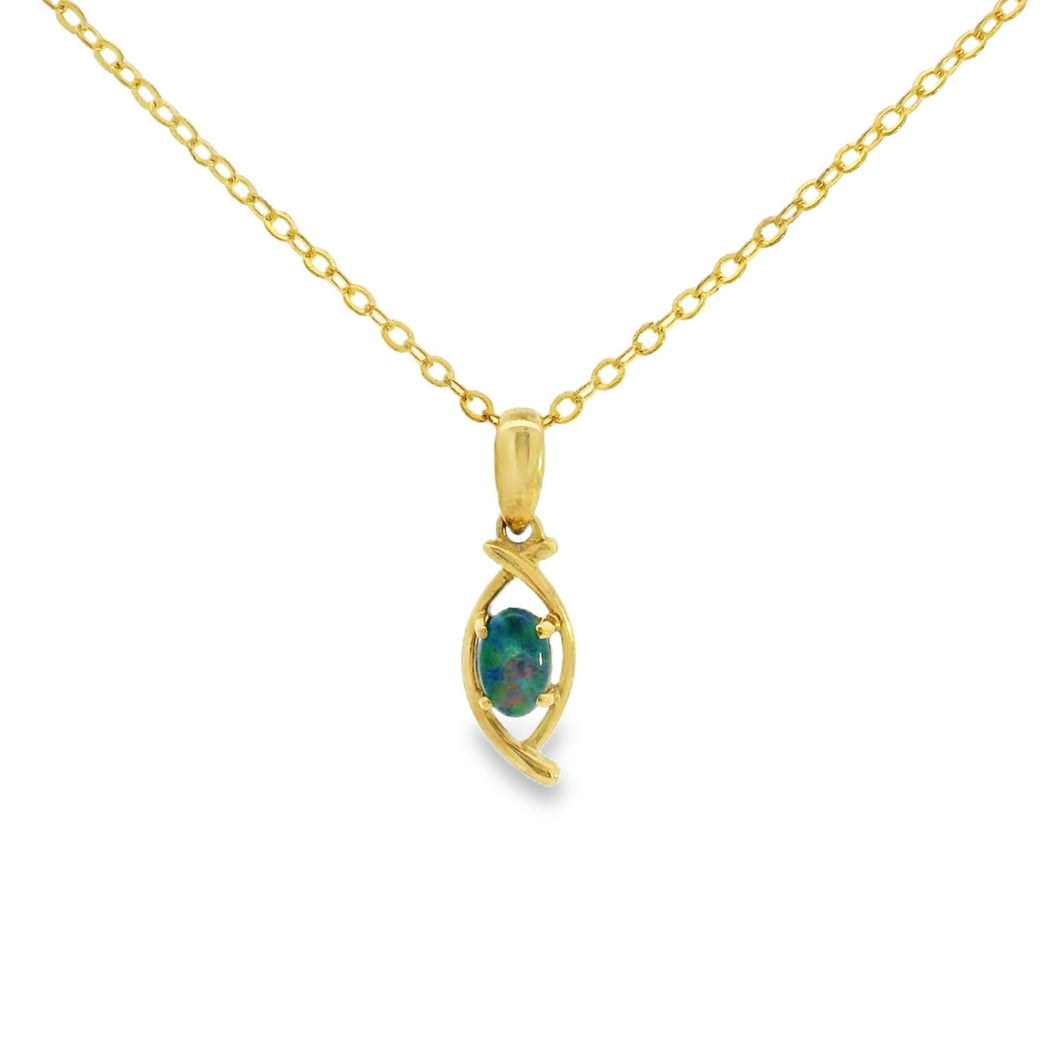 Australian Opal Triplet Pendant Set in 9K Yellow Gold