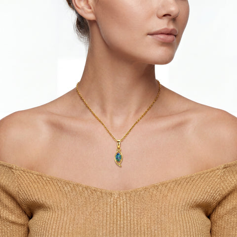 Triplet Opal Pendant in 9K Yellow Gold - Multicolour