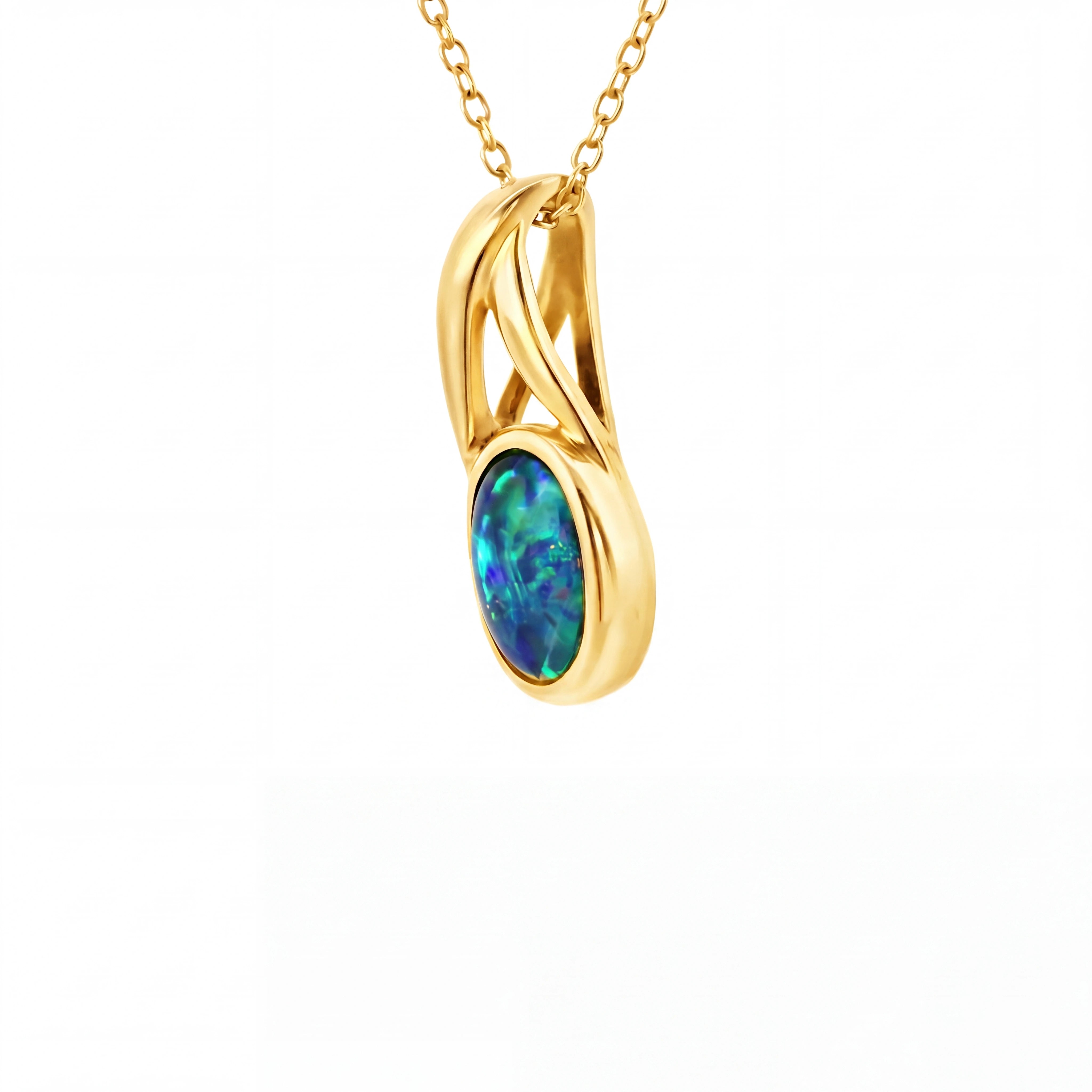 Triplet Opal Pendant in 9K Yellow Gold - Multicolour - Australian Opal Cutters and Pearl Divers