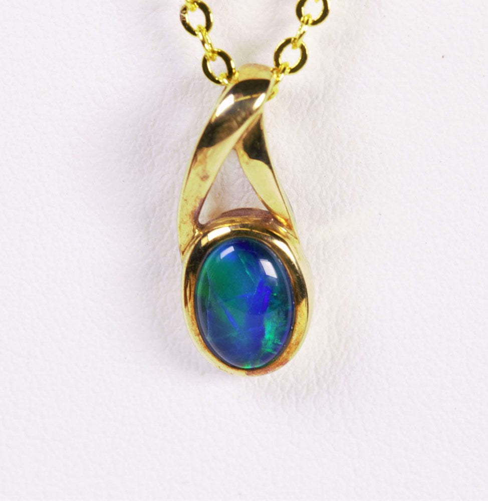 Australian Opal Triplet Pendant set in 9K Yellow Gold