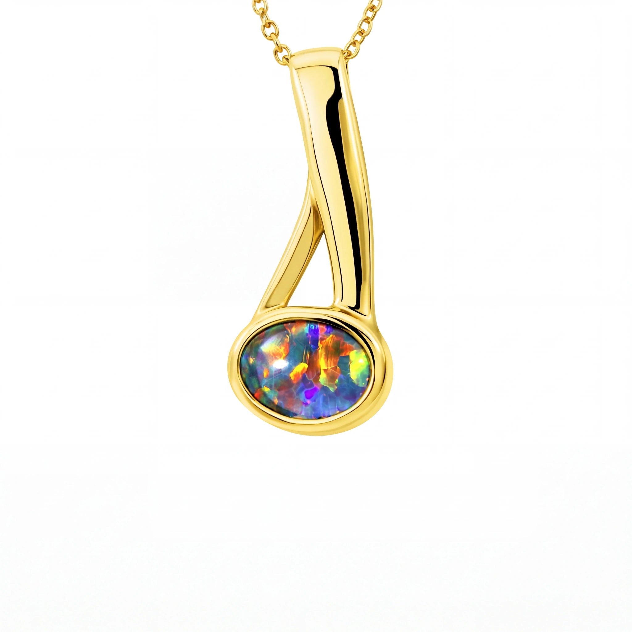 Triplet Opal Pendant in 9K Yellow Gold - Green-Blue - Australian Opal Cutters and Pearl Divers