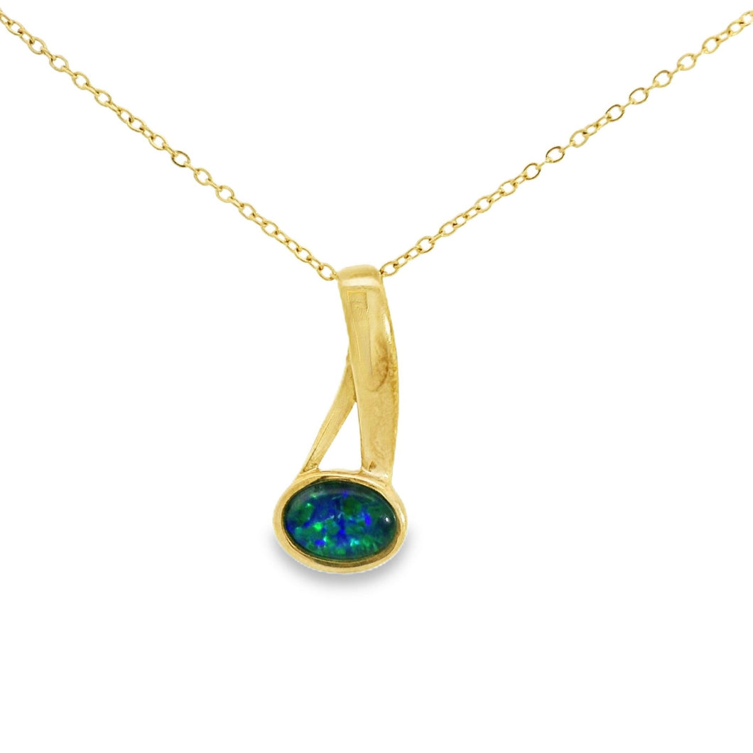 Australian Opal Triplet Pendant Set in 9K Yellow Gold