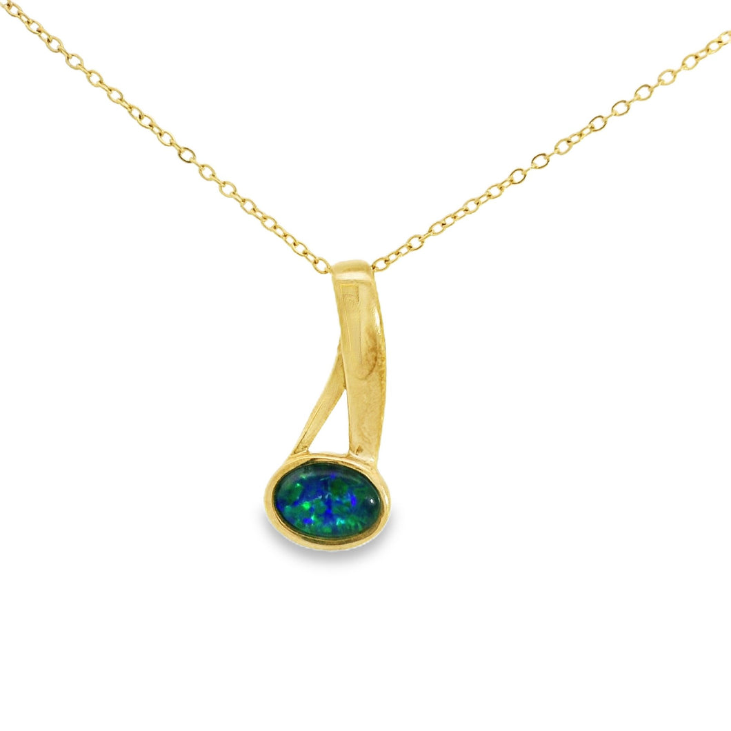 Australian Opal Triplet Pendant set in 9K Yellow Gold