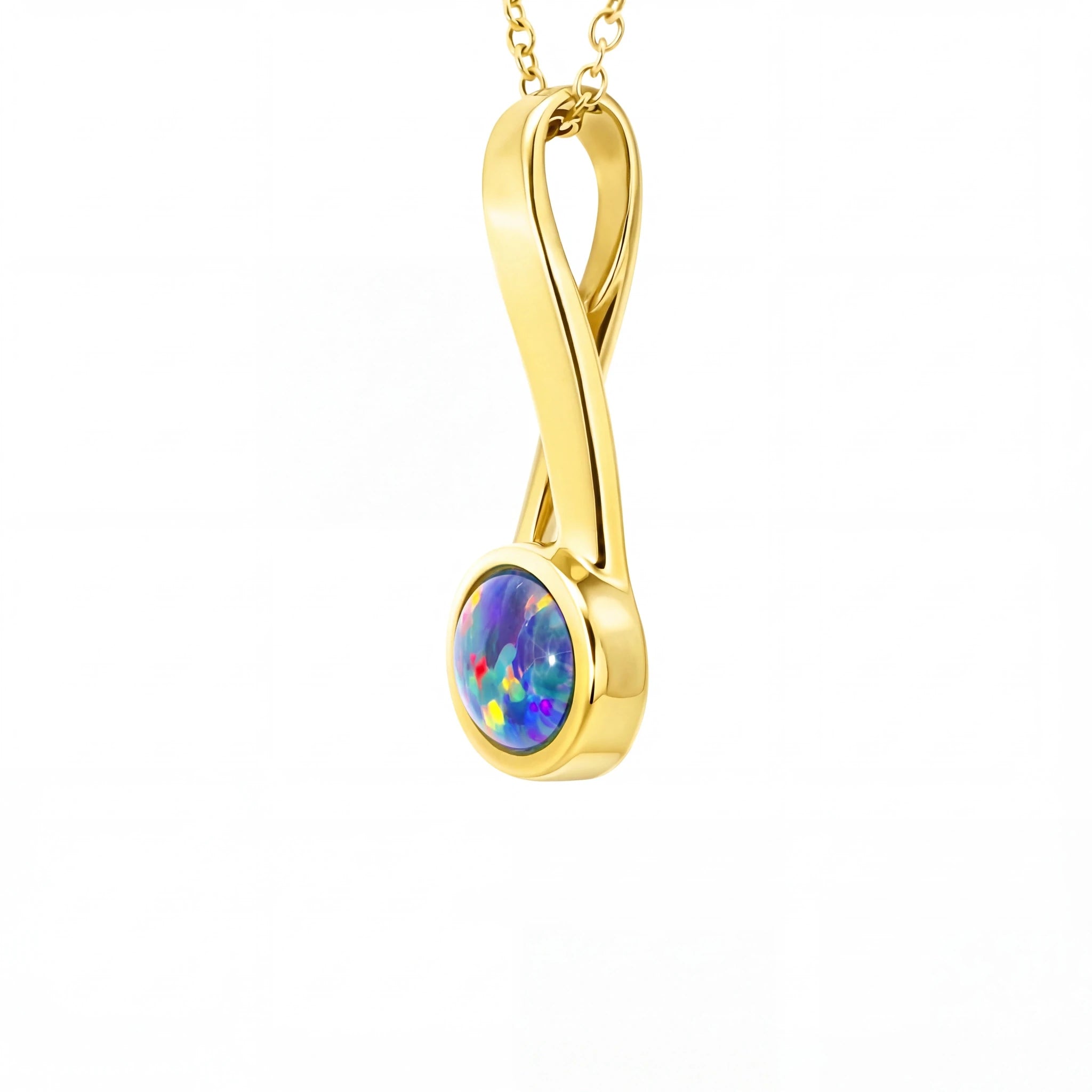 Triplet Opal Pendant in 9K Yellow Gold - Green-Blue - Australian Opal Cutters and Pearl Divers