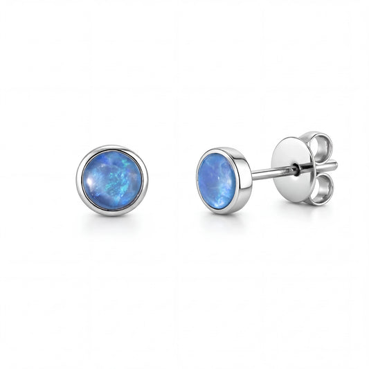 Triplet Opal Earrings in 925 Sterling Silver - Green-Blue - Australian Opal Cutters and Pearl Divers
