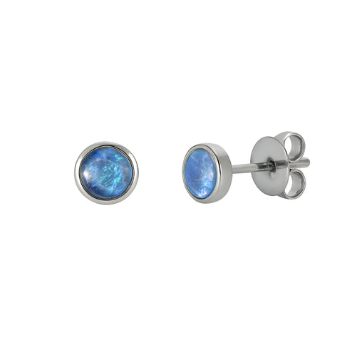 Triplet Opal Earrings in 925 Sterling Silver - Green-Blue