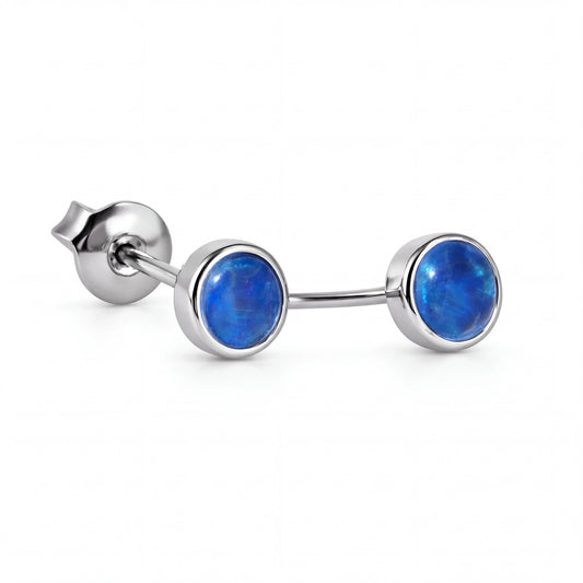 Triplet Opal Earrings in 925 Sterling Silver - Green-Blue - Australian Opal Cutters and Pearl Divers