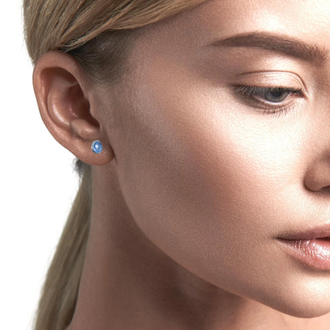 Triplet Opal Earrings in 925 Sterling Silver - Green-Blue