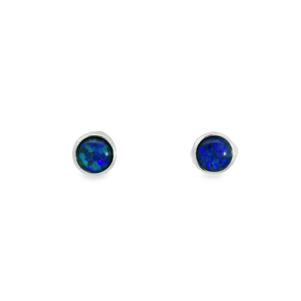 Australian Natural Triplet Opal 4x4mm Earrings set in 925 Sterling Silver