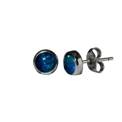 Triplet Opal Earrings in 925 Sterling Silver - Green-Blue