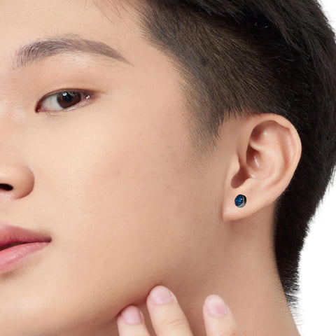 Triplet Opal Earrings in 925 Sterling Silver - Green-Blue