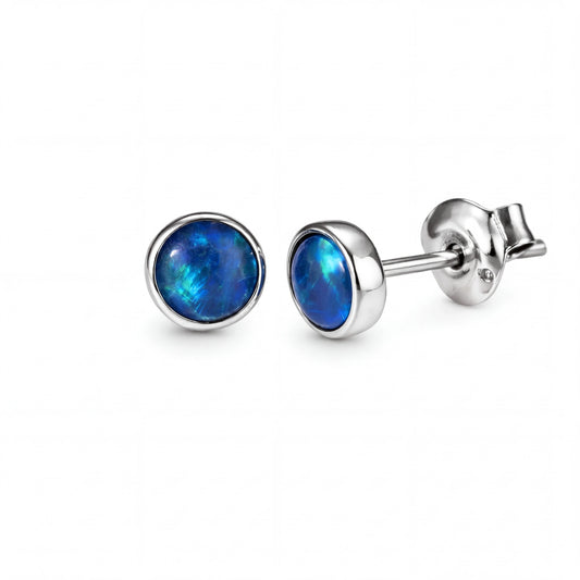 Triplet Opal Earrings in 925 Sterling Silver - Green-Blue - Australian Opal Cutters and Pearl Divers