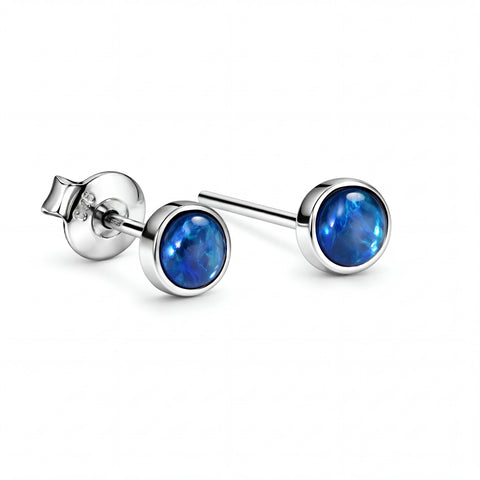 Triplet Opal Earrings in 925 Sterling Silver - Green-Blue