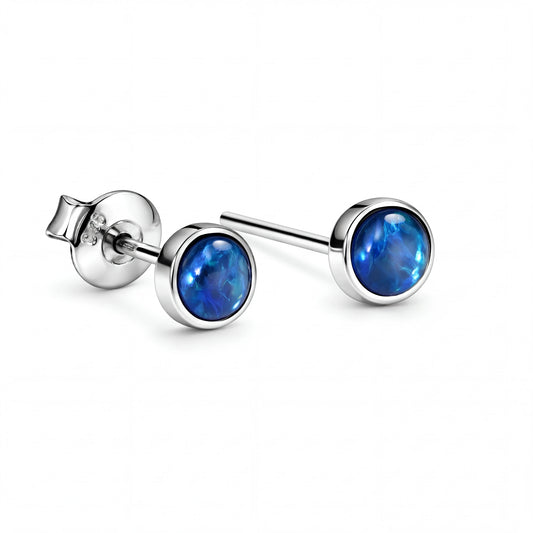 Triplet Opal Earrings in 925 Sterling Silver - Green-Blue - Australian Opal Cutters and Pearl Divers