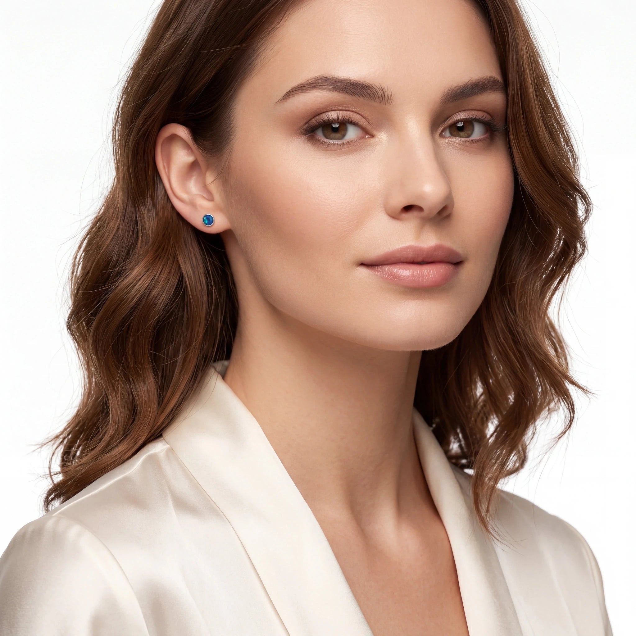 Triplet Opal Earrings in 925 Sterling Silver - Green-Blue - Australian Opal Cutters and Pearl Divers
