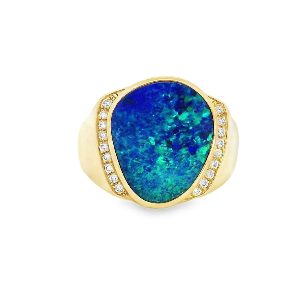 Australian Doublet Opal Ring Set in 14K Yellow Gold