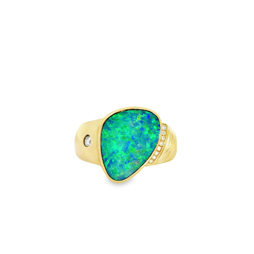 Australian Doublet Opal Ring Set in 14K Yellow Gold