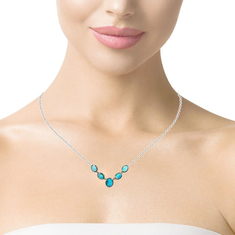 Doublet Opal Necklace in 925 Sterling Silver - Multicolour