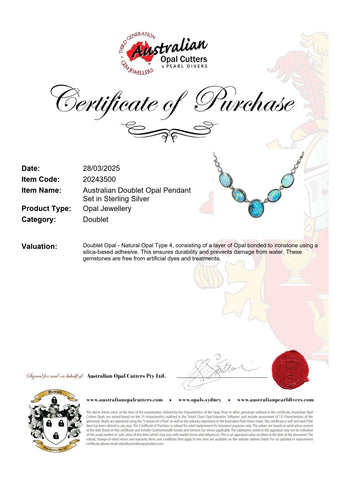 Doublet Opal Necklace in 925 Sterling Silver - Multicolour