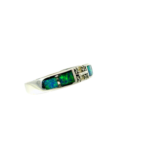 Light Opal Ring in 925 Sterling Silver - Multicolour