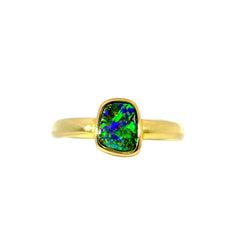 Boulder Opal Ring in 14K Yellow Gold (Green-Blue)
