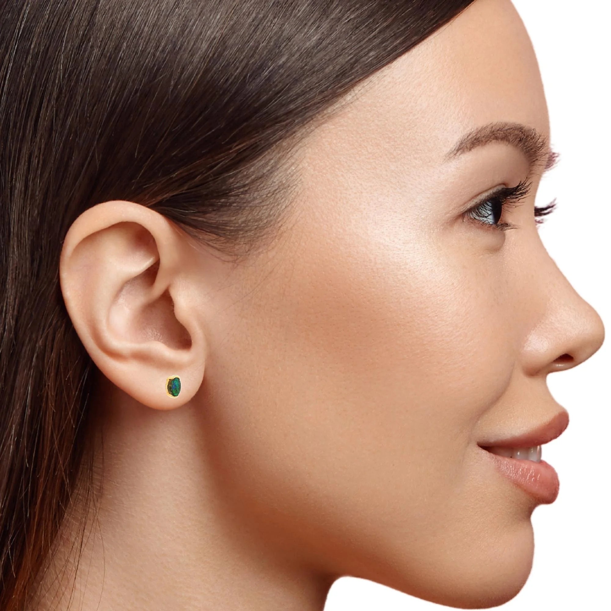 Boulder Opal Earrings in 14K White Gold - Multicolour