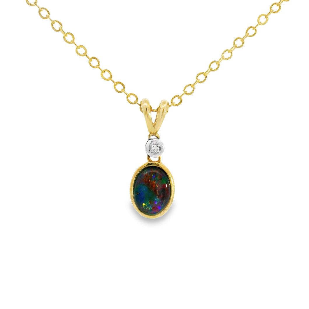 Australian Opal Triplet Pendant set in 9K Yellow Gold