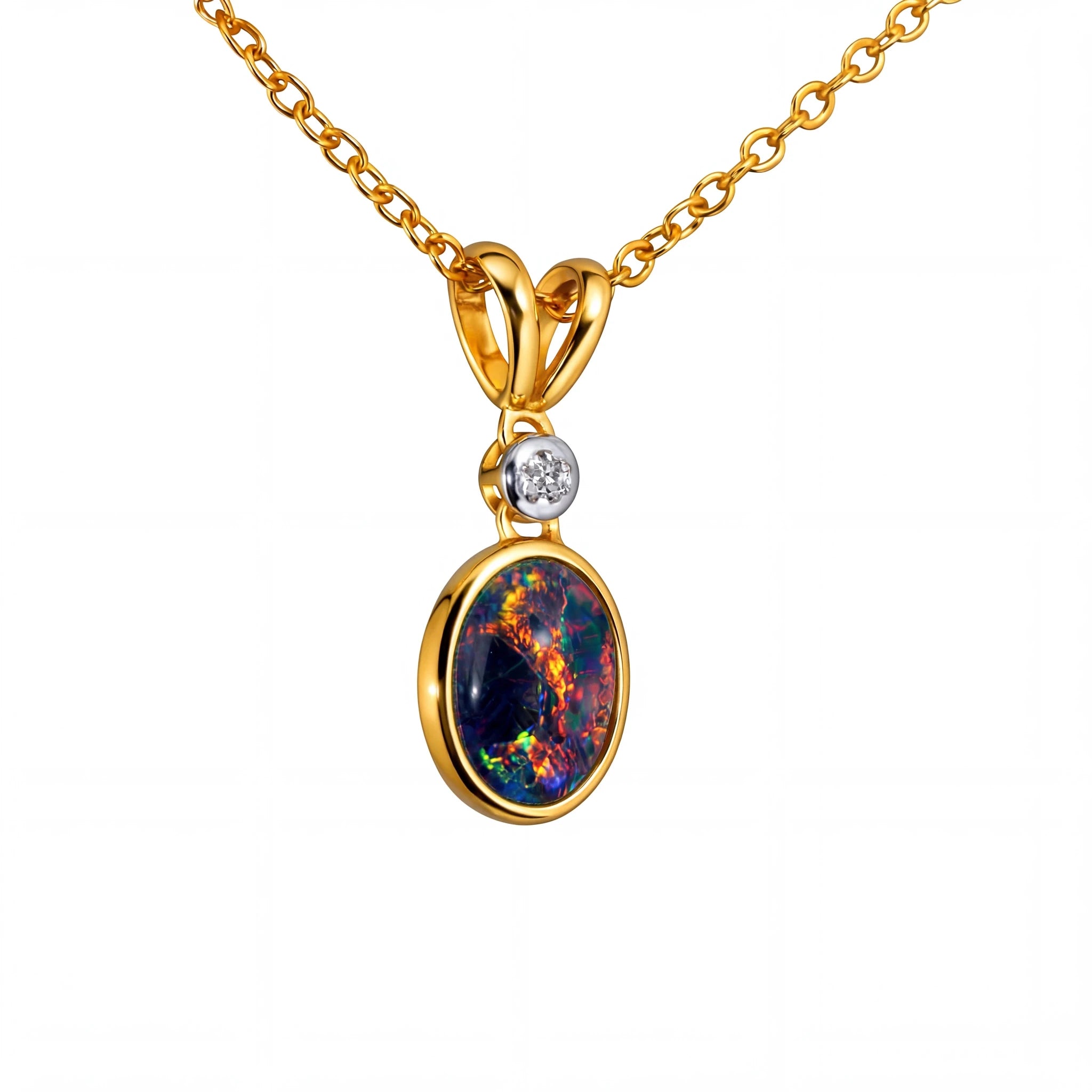 Triplet Opal Pendant in 9K Yellow Gold - Multicolour - Australian Opal Cutters and Pearl Divers