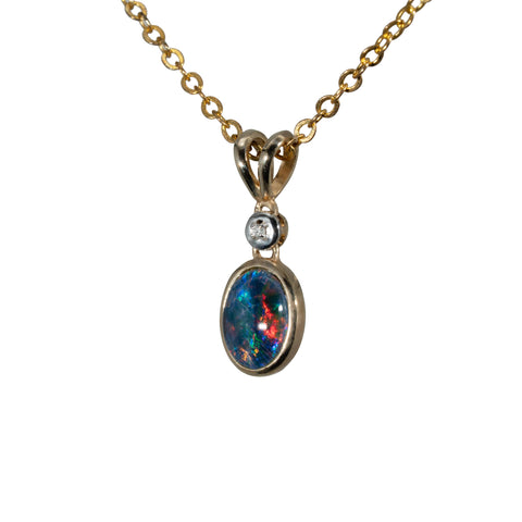 Triplet Opal Pendant in 9K Yellow Gold - Multicolour