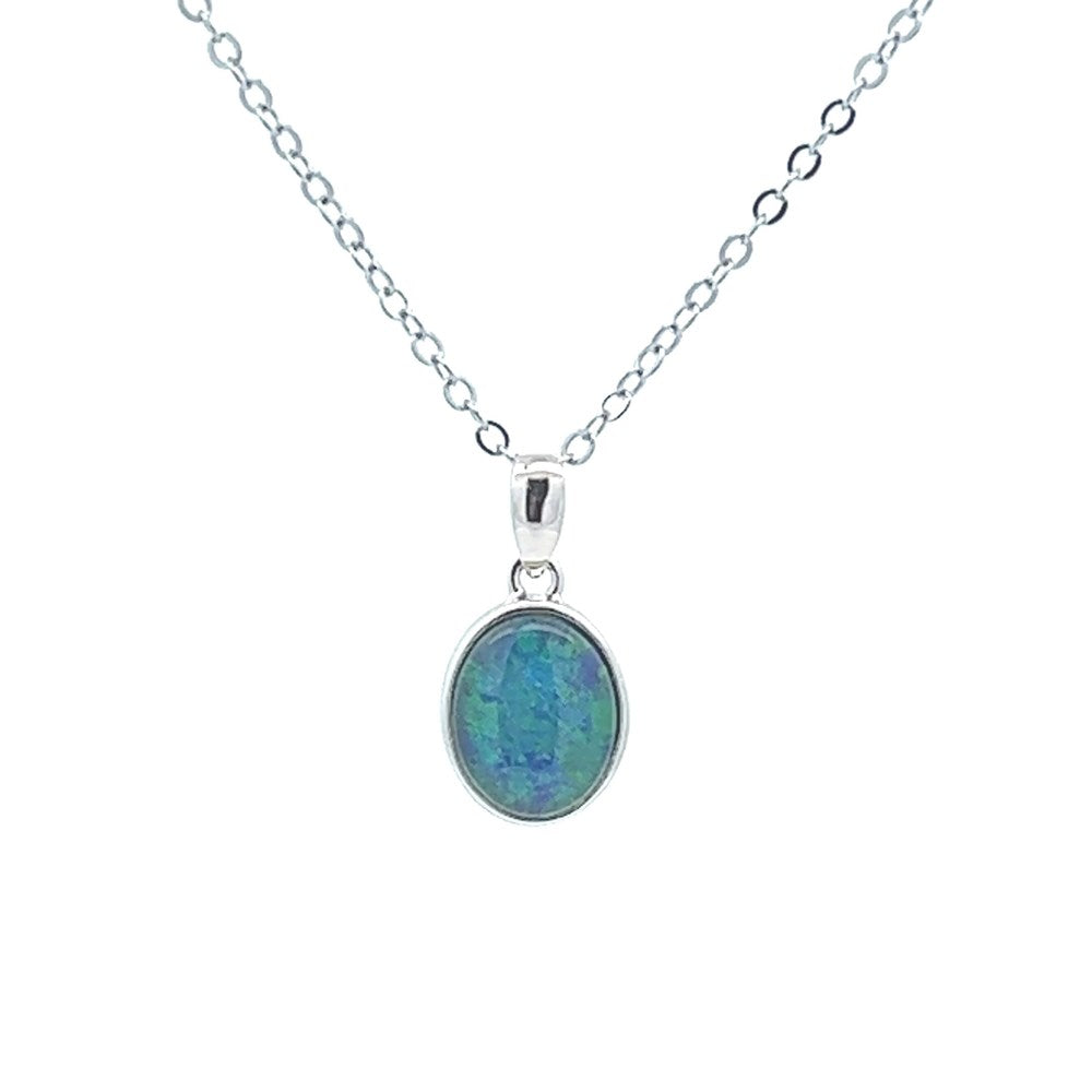 Australian Opal Triplet 11x 9 mm Pendant Set in 925 Sterling Silver