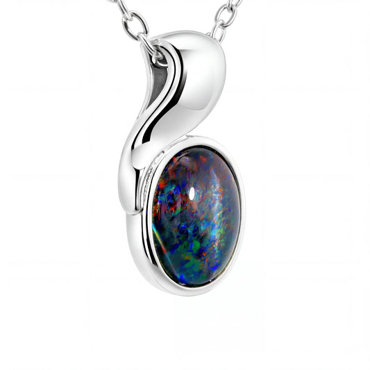 Triplet Opal Pendant in 925 Sterling Silver - Multicolour - Australian Opal Cutters and Pearl Divers