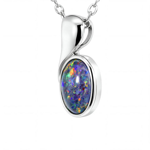 Triplet Opal Pendant in 925 Sterling Silver - Multicolour - Australian Opal Cutters and Pearl Divers