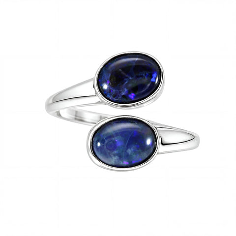 Black Opal Ring In 925 Sterling Silver - Green-Blue - Australian Opal Cutters and Pearl Divers
