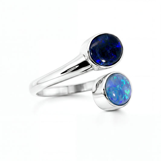 Black Opal Ring In 925 Sterling Silver - Green-Blue