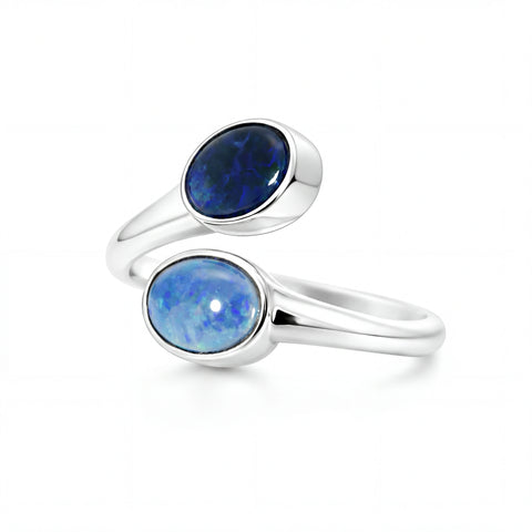 Black Opal Ring In 925 Sterling Silver - Green-Blue