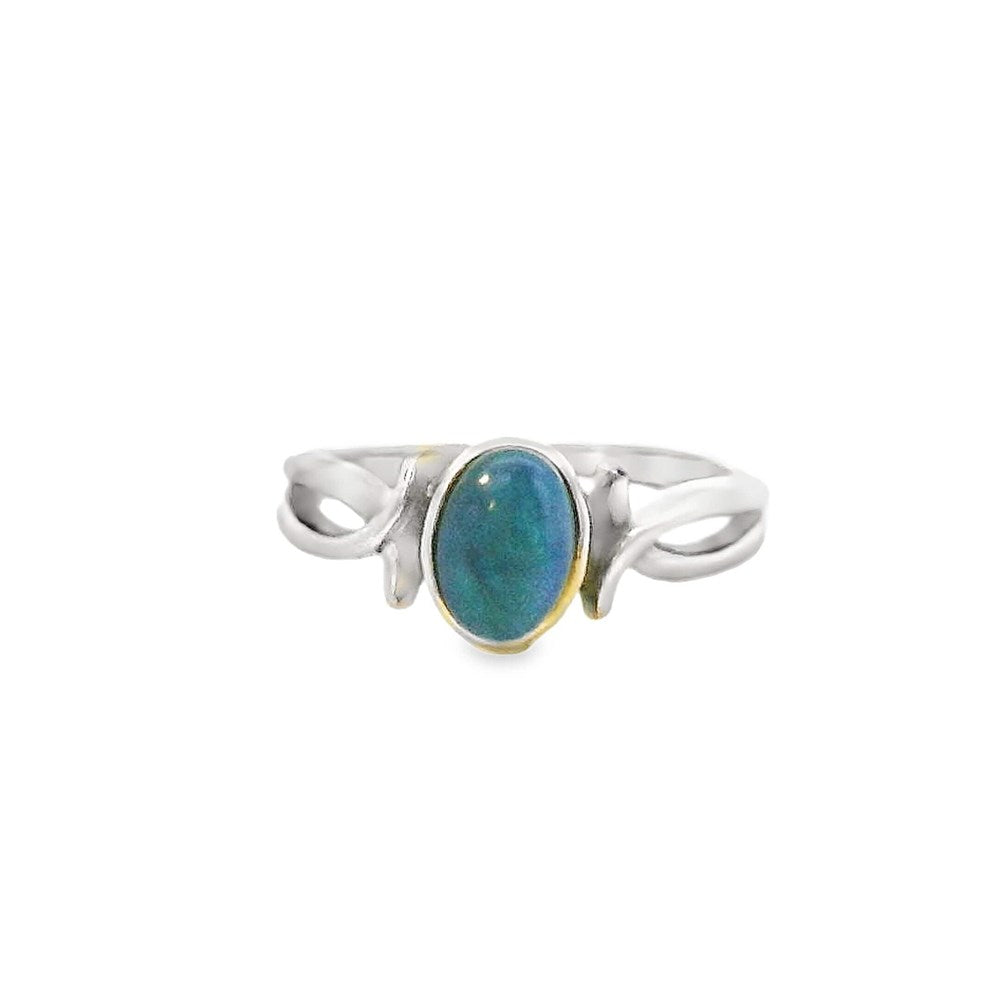 Australian Opal Triplet Ring set in Stainless Steel