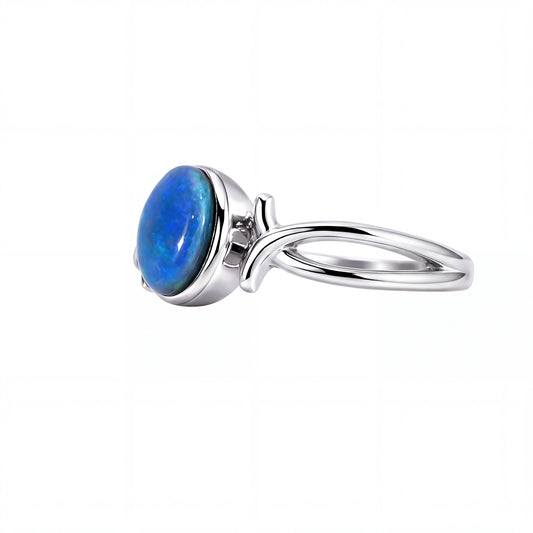 Triplet Opal Ring in Stainless Steel - Green-Blue - Australian Opal Cutters and Pearl Divers