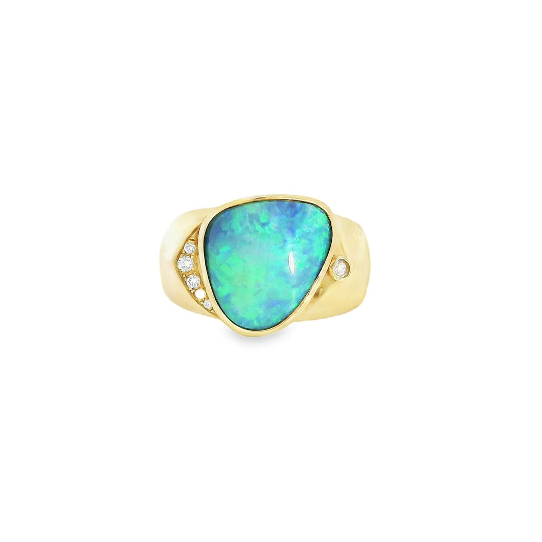 Australian Opal Doublet Ring set in 14K Yellow Gold