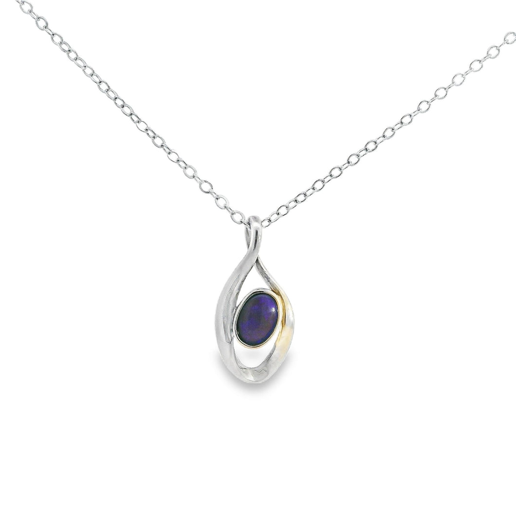 Australian Opal Black Pendant set in Sterling Silver