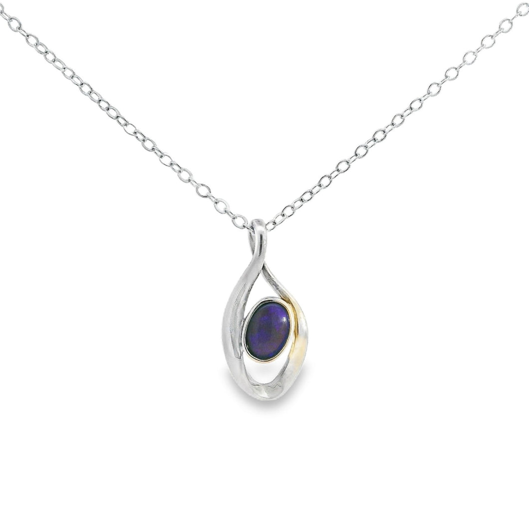 Australian Opal Black Pendant set in Sterling Silver