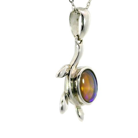 Black Opal Pendant in 925 Sterling Silver - Multicolour