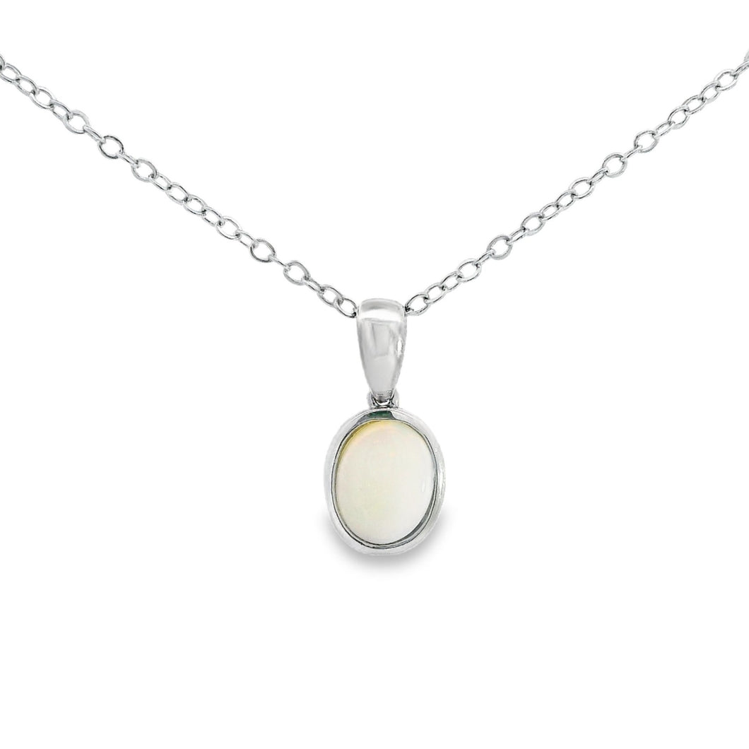 Australian Opal Light Pendant Set in Sterling Silver