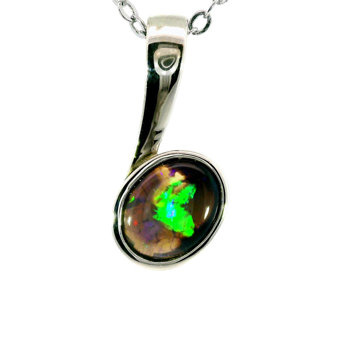 Black Opal Pendant in 925 Sterling Silver - Multicolour