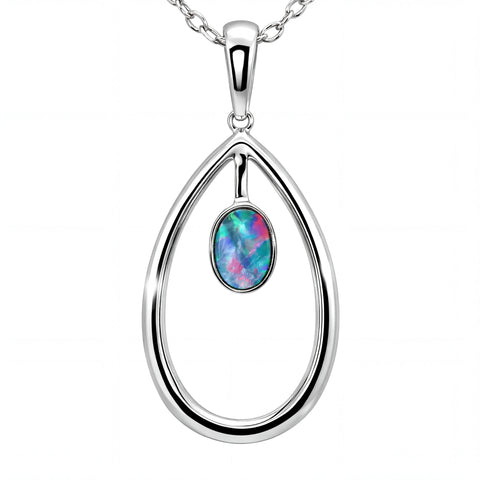 Doublet Opal Pendant in 925 Sterling Silver - Multicolour