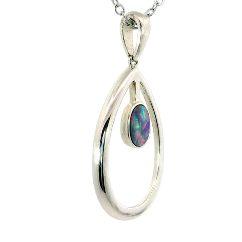 Doublet Opal Pendant in 925 Sterling Silver - Multicolour