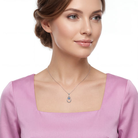 Doublet Opal Pendant in 925 Sterling Silver - Multicolour