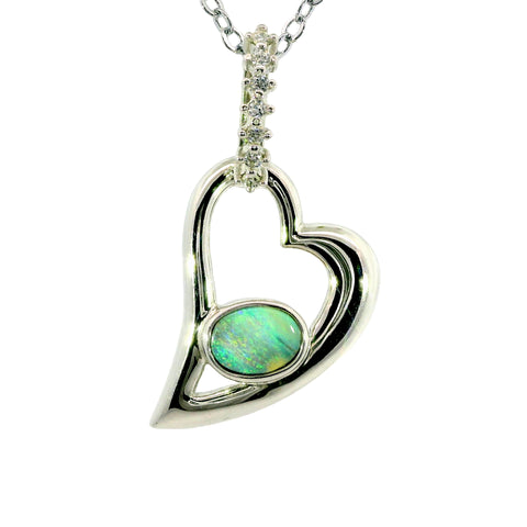 Doublet Opal Pendant in 925 Sterling Silver - Multicolour